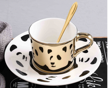 Load image into Gallery viewer, "Arna Lisa" Royal Collection - Panda Luxury Mirror Set of 6 Bone China Cup And Saucer - High Quality
