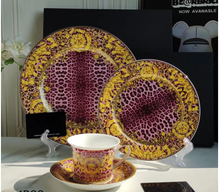 Load image into Gallery viewer, "Arna Lisa" Royal Collection - 24 Piece Porcelain Dinnerware Set for 6 (Leopard Print Pink)
