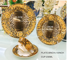 Load image into Gallery viewer, "Arna Lisa" Royal Collection - 24 Piece Porcelain Dinnerware Set for 6 (Leopard Print Pink)
