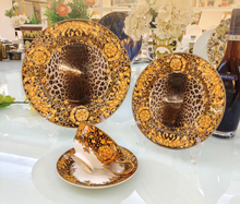 Load image into Gallery viewer, "Arna Lisa" Royal Collection - 24 Piece Porcelain Dinnerware Set for 6 (Leopard Print Pink)
