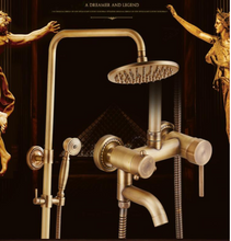 Load image into Gallery viewer, "Arna" Collection - Antique Brass Shower Head Mixer Set Combo
