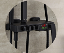 Load image into Gallery viewer, "Arna" Collection - Modern Rainfall Shower Head Mixer Set with thermostat Black

