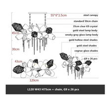Load image into Gallery viewer, "Arna's Luxury  Collection" Chandelier 120cm x 43cm Luxury Blown Glass

