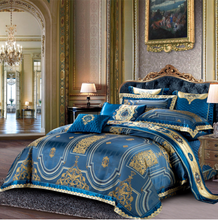 Load image into Gallery viewer, "Arna Lisa" Royal Collection - Luxury Blue High Precision Jacquard Egyptian Cotton - Queen 9 Piece
