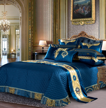 Load image into Gallery viewer, "Arna Lisa" Royal Collection - Luxury Blue High Precision Jacquard Egyptian Cotton - King 9 Piece
