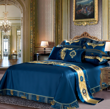 Load image into Gallery viewer, "Arna Lisa" Royal Collection - Luxury Blue High Precision Jacquard Egyptian Cotton - King 9 Piece
