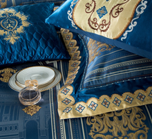 Load image into Gallery viewer, "Arna Lisa" Royal Collection - Luxury Blue High Precision Jacquard Egyptian Cotton - King 9 Piece
