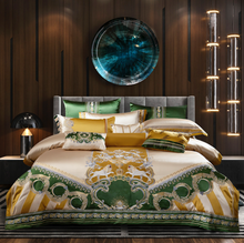 Load image into Gallery viewer, "Arna Lisa" Royal Collection -  Luxury Vintage Brocade Jacquard Egyptian Cotton Lion Embroidered - Queen 12 Piece

