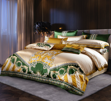 Load image into Gallery viewer, "Arna Lisa" Royal Collection -  Luxury Vintage Brocade Jacquard Egyptian Cotton Lion Embroidered - Queen 12 Piece
