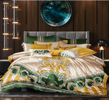 Load image into Gallery viewer, "Arna Lisa" Royal Collection -  Luxury Vintage Brocade Jacquard Egyptian Cotton Lion Embroidered - Queen 12 Piece

