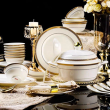 Load image into Gallery viewer, "Arna Lisa" Royal Collection - Luxury 58 Piece Bone China Dinnerware Gold
