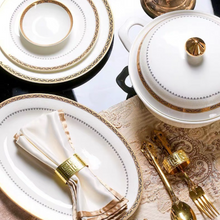 Load image into Gallery viewer, "Arna Lisa" Royal Collection - Luxury 58 Piece Bone China Dinnerware Gold
