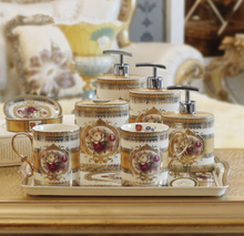Load image into Gallery viewer, "Arna Lisa" Royal Collection - Luxury Bone China 8 Piece Bathroom Set - Gift Boxed
